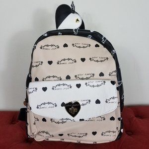 Betsey Johnson Backpack White Pink Black LOVE Hear